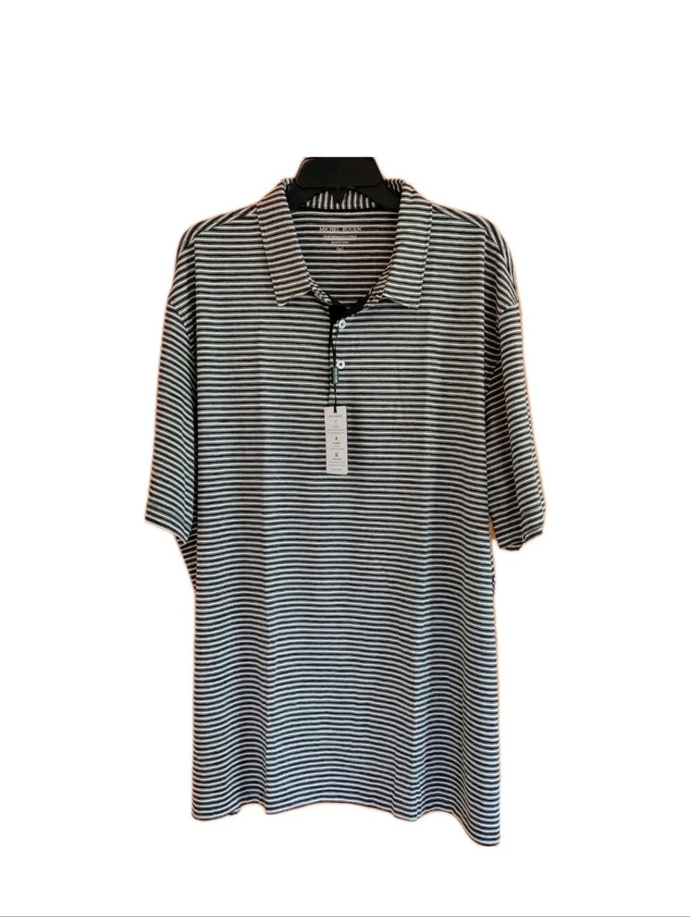 Michel Rouen Performance Polo Shirt Striped  Short Sleeve NWT SZ 3XL.